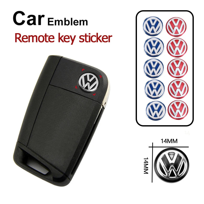 5/10 Uds. Insignia de llave remota de coche de 14MM emblema pegatinas con logotipo de Metal para VW GTI Polo Golf Passat Tiguan Arteon Touareg CC Taigo Caddy Je