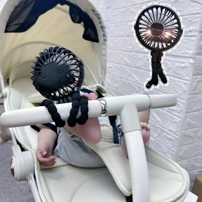 Ventilador portátil plegable de escritorio con USB, Mini ventilador de pulpo multifuncional pequeño, silencioso, para cochecito de bebé al aire libre, Verano