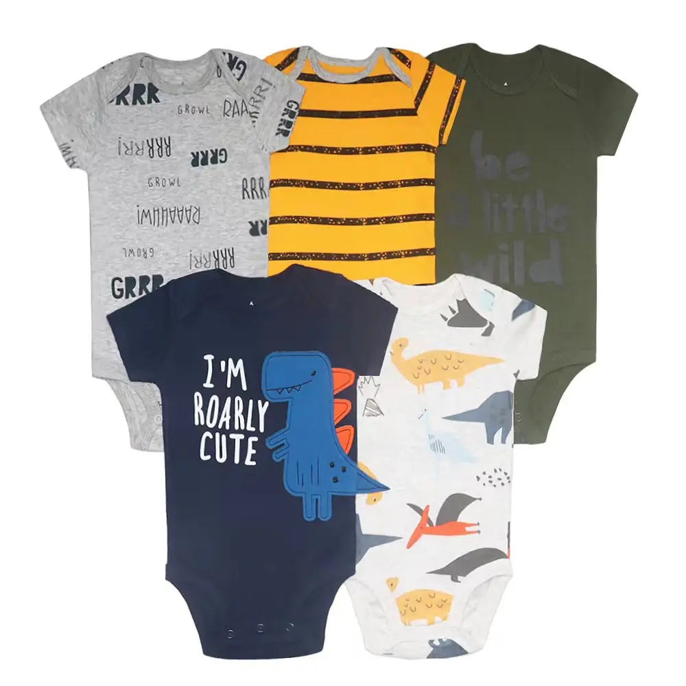 5 unids/lote de monos para bebé, ropa de verano, moda de algodón con estampado Floral, ropa para bebé recién nacido, niña y niño, mono bonito, trajes infantiles