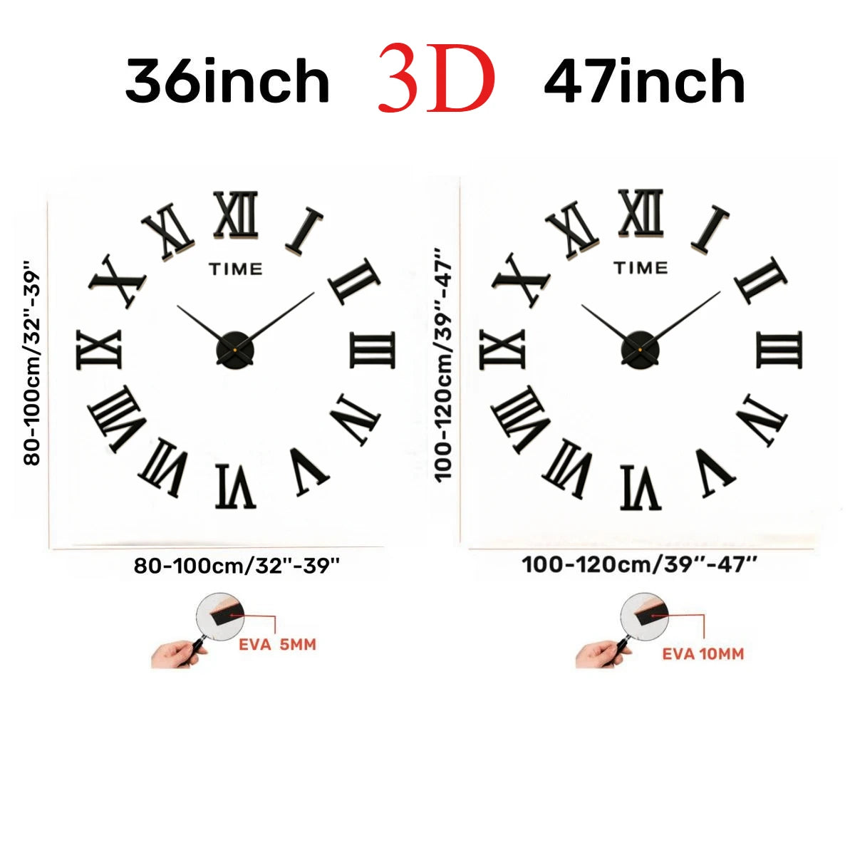 Reloj de pared con espejo acrílico de Número Romano grande 2D/3D, pegatina de moda DIY, relojes de cuarzo, reloj, decoración del hogar, pegatinas para el salón