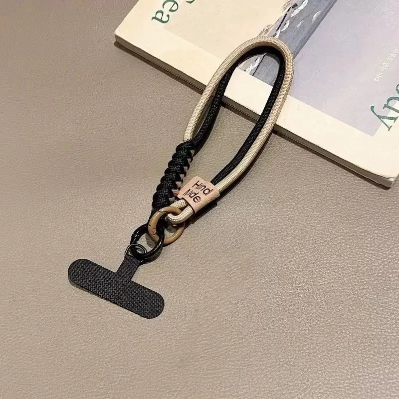 Cordón de teléfono tejido contrastante de estilo británico INS, funda de teléfono corta de mano a la moda, cuerda para muñeca, colgante para equipaje de muñeca, cuerda colgante