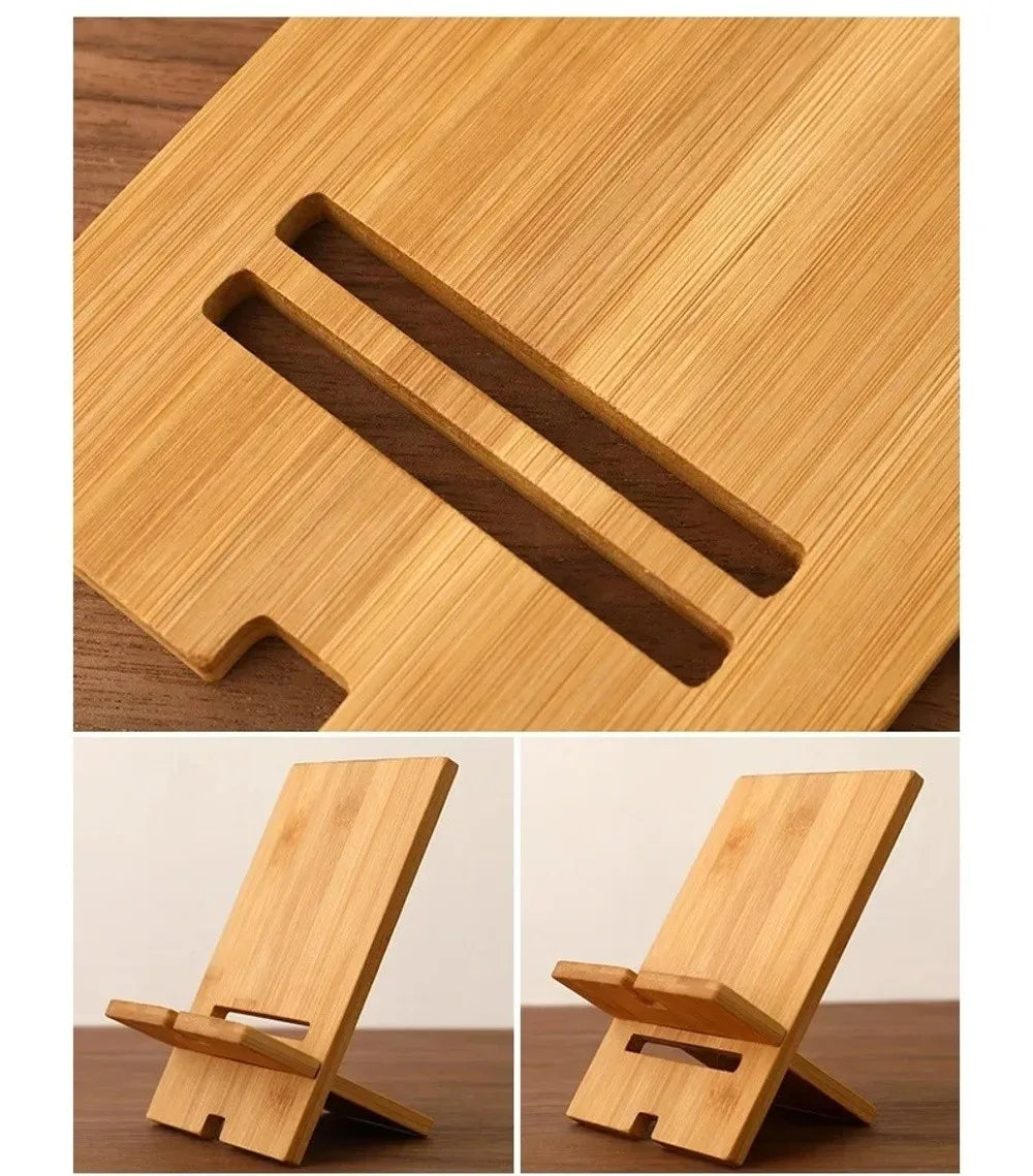 Soporte de madera para teléfono de escritorio, soporte multifuncional para tableta, soporte para teléfono móvil para el hogar/oficina