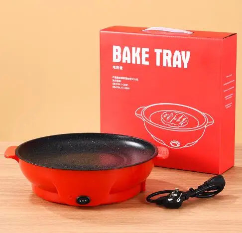 Parrilla eléctrica multifuncional para barbacoa, Mini bandeja cuadrada para hornear eléctrica de 26cm, Wok eléctrico para panqueques y carne, bandeja para freír de cocina