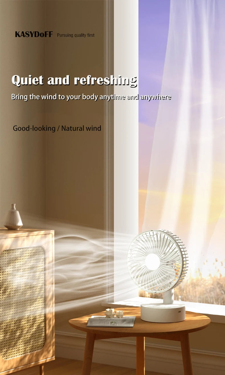 Mini ventilador oscilante, ventilador de mesa portátil a pilas con 4 niveles de velocidad, ventilador de escritorio de 6 pulgadas con temporizador
