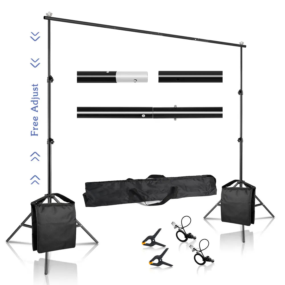 Soporte de Fondo para Estudio Fotográfico y de Video de 2.6x3M/8.5x10 pies, Sistema de Soporte de Fondo Telescópico Ajustable con Bolsa de Transporte