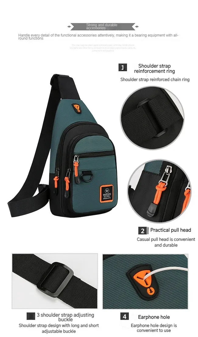 Riñoneras informales con estilo para hombre, bolso de pecho para hombre, bolso de pecho a la moda, bolso de hombro tipo bandolera de tela Oxford ligero