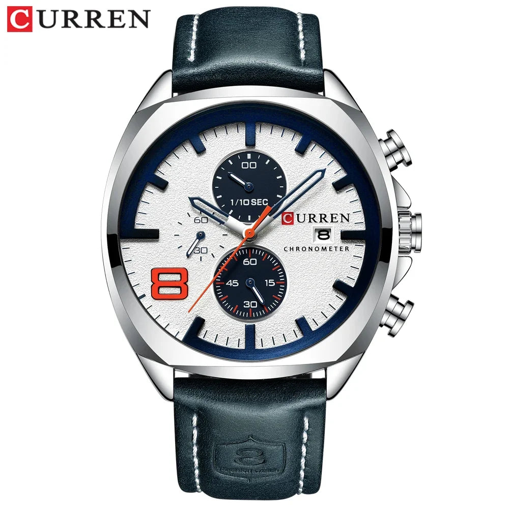 Reloj CURREN para hombre, reloj de pulsera de lujo, relojes de pulsera de cuarzo, relojes de cuero de moda estilo Punk para hombre, reloj Masculino