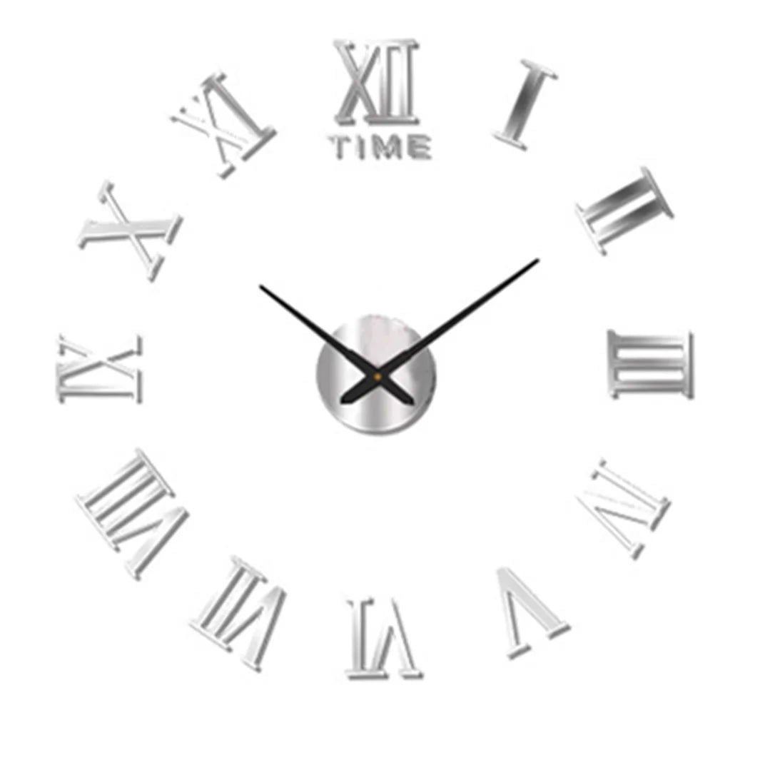 Reloj de pared con espejo acrílico de Número Romano grande 2D/3D, pegatina de moda DIY, relojes de cuarzo, reloj, decoración del hogar, pegatinas para el salón
