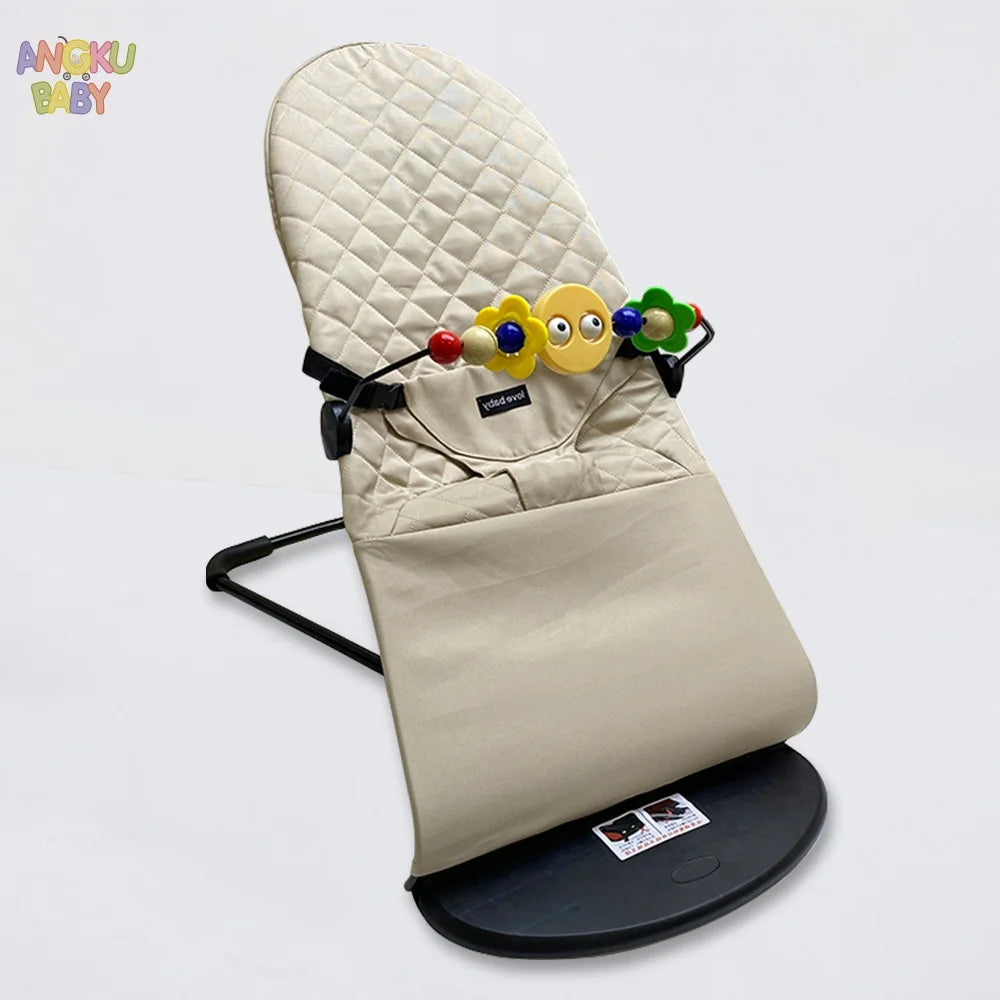 Silla Mecedora para Bebé Ajustable en 3 Alturas, Silla Columpio Plegable para Recién Nacidos de 0 a 12 Meses, Silla Mecedora Ajustable con Juguetes