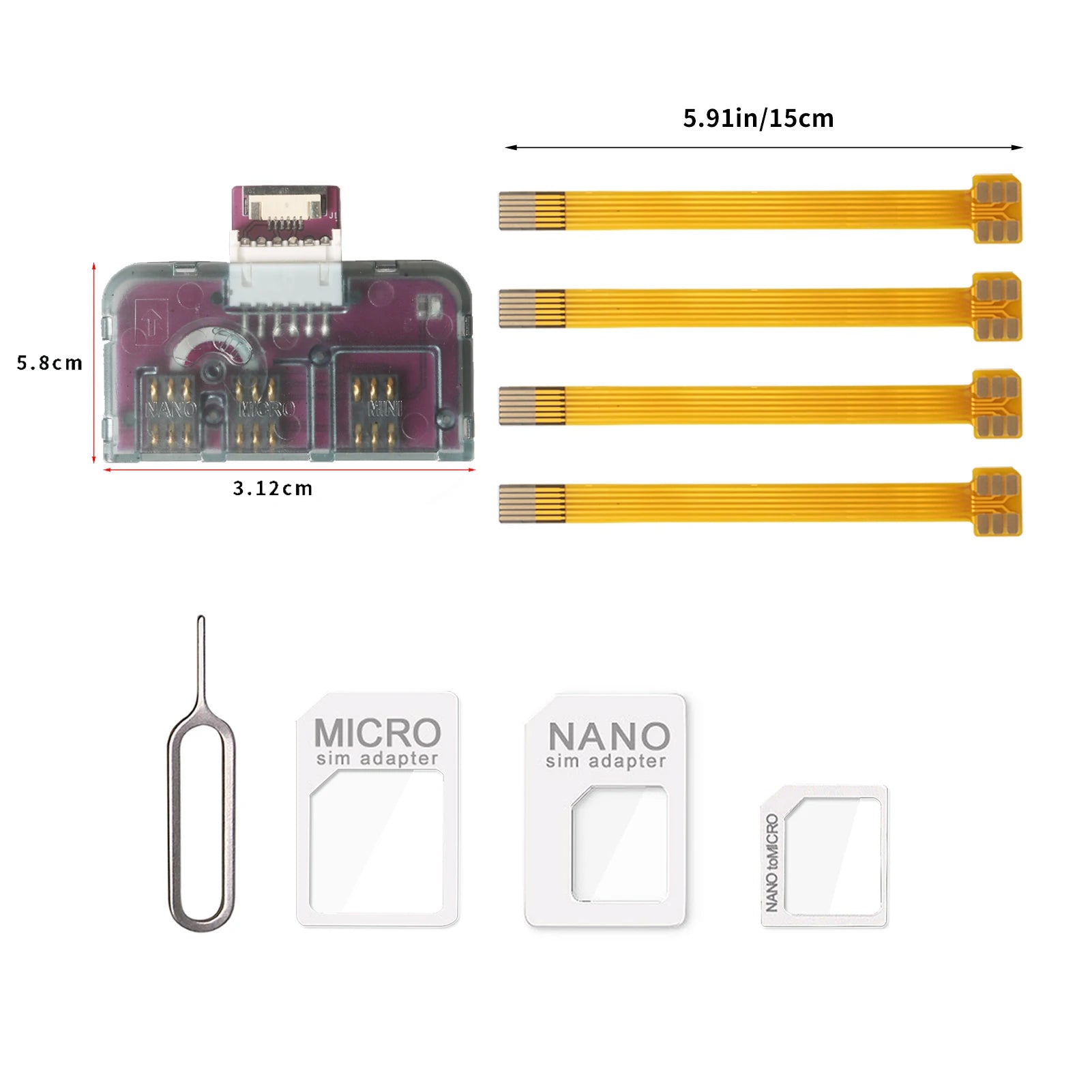 Herramienta de activación de tarjetas IC para teléfono TPC 4 en 1, adaptador de extensión de tarjeta universal, convertidor de tarjeta Micro SIM para iPhone y Android.