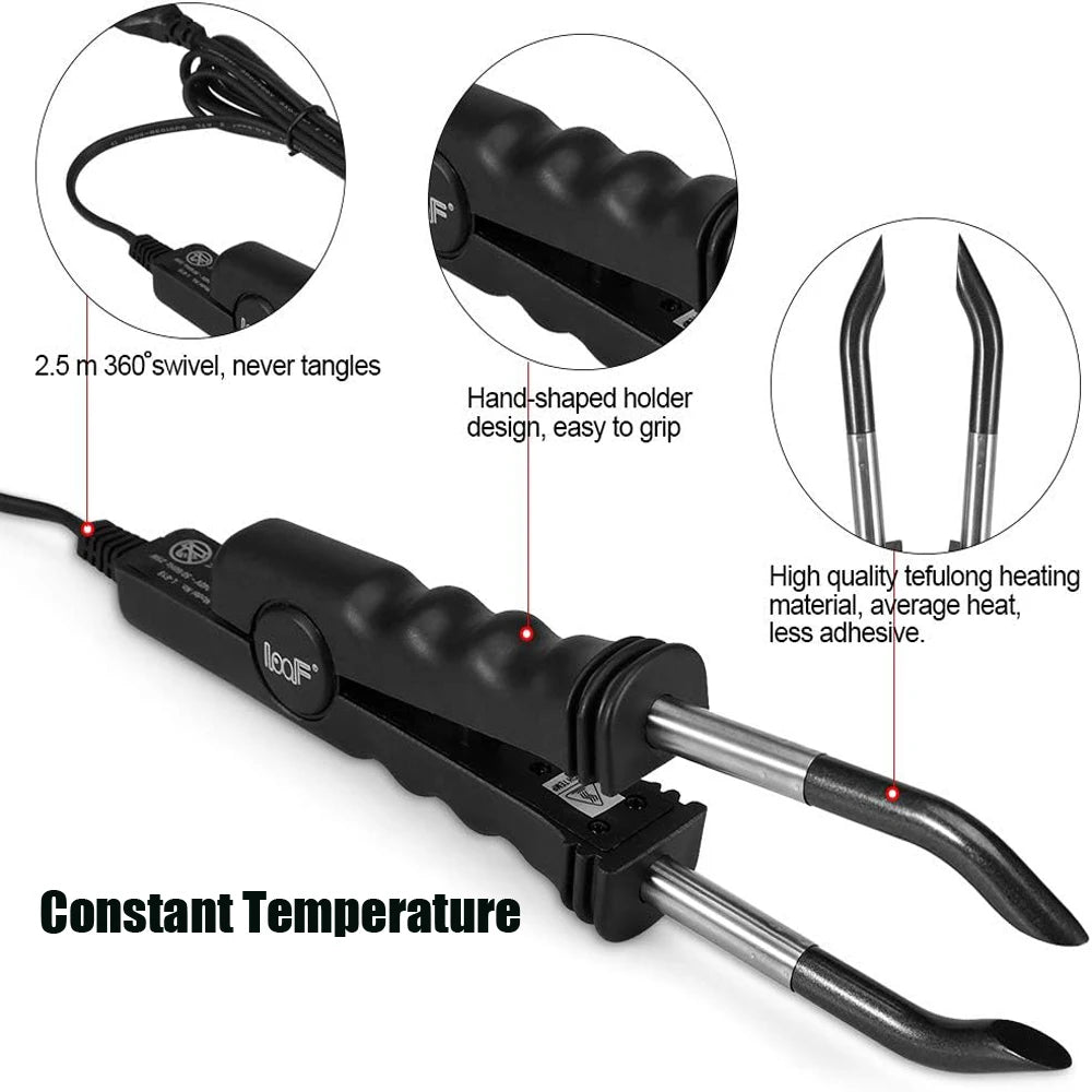 Pinzas de conector de calor Captin para extensiones de cabello, herramienta constante de hierro para extensiones de cabello con luz en V, herramientas de extensión de cabello
