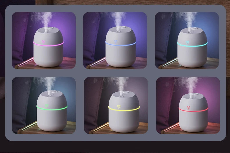 Humidificador de aire de 220ML, difusor de aroma de niebla fría, luz LED nocturna, protección contra apagado, Humidificador USB para el hogar y la Oficina