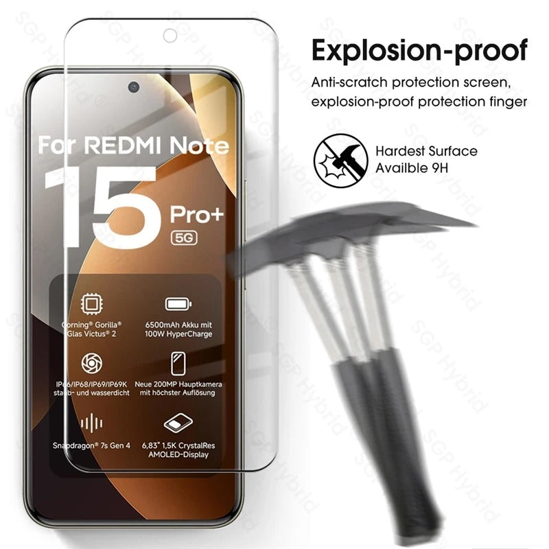 Redmy Note15Pro + 5G vidrio 8To1 9D vidrio templado curvo para Redmi Note 15 Pro + Pro Plus Note15 5G película protectora de pantalla de cámara