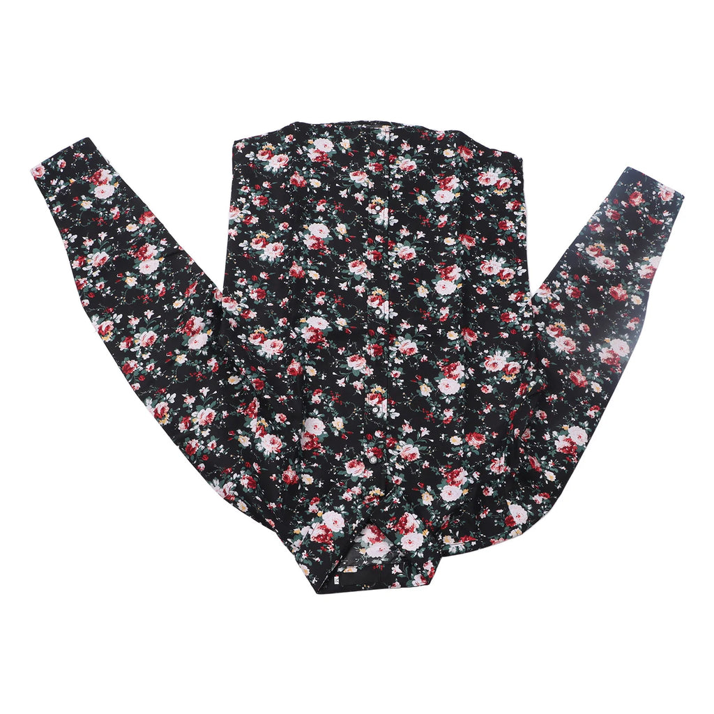 Camisa informal para hombre, blusa con botones y cuello vuelto de manga larga con estampado Floral, camisa con estampado Floral para hombre talla M