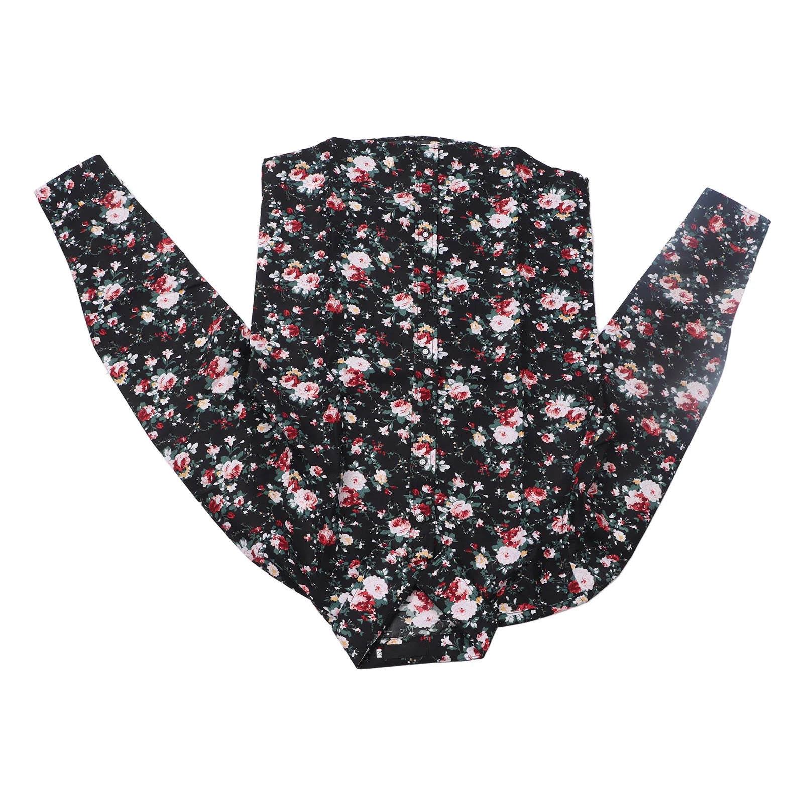 Camisa informal para hombre, blusa con botones y cuello vuelto de manga larga con estampado Floral, camisa con estampado Floral para hombre talla M