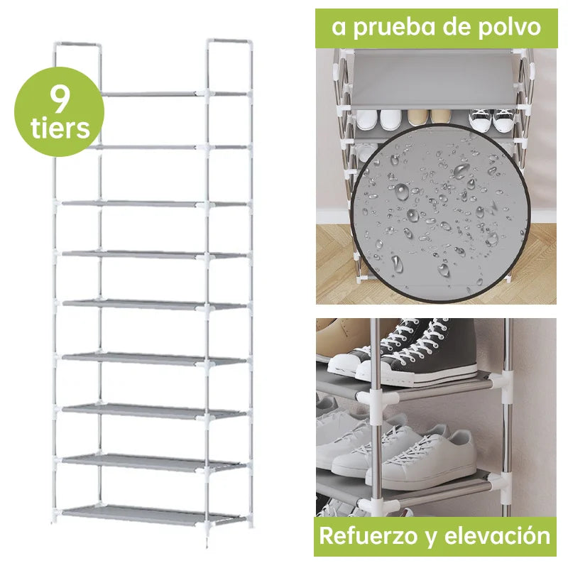 Zapatero Multinivel Portátil - Diseño Antipolvo, Estructura Reforzada, Fácil de Montar, Ideal para Hogar y Apartamento