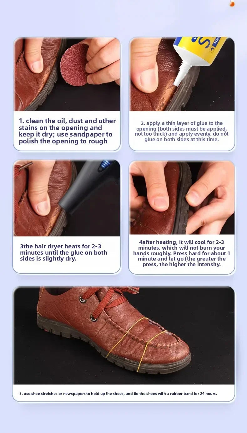 Pegamento Fuerte para Zapatos 60ml, Adhesivo Impermeable de Secado Rápido para Reparación, Fijación de Zapatillas y Botas, Resina Suave Transparente para Manualidades DIY