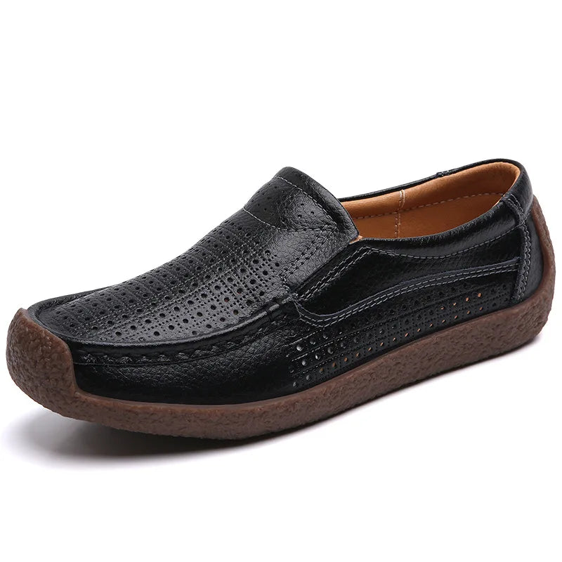 Zapatos informales De cuero genuino para Mujer, zapatillas De ocio, mocasines sin cordones De marca De lujo para Mujer, mocasines suaves para Mujer, Zapatos De Mujer