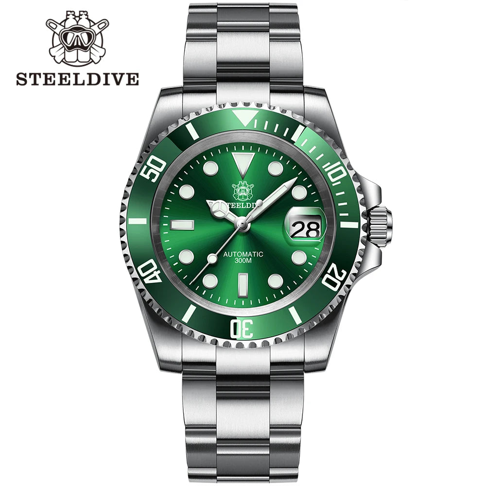 STEELDIVE SD1953 41MM clásico agua fantasma calendario lupa NH35 movimiento mecánico BGW9 superluminoso 30Bar reloj impermeable