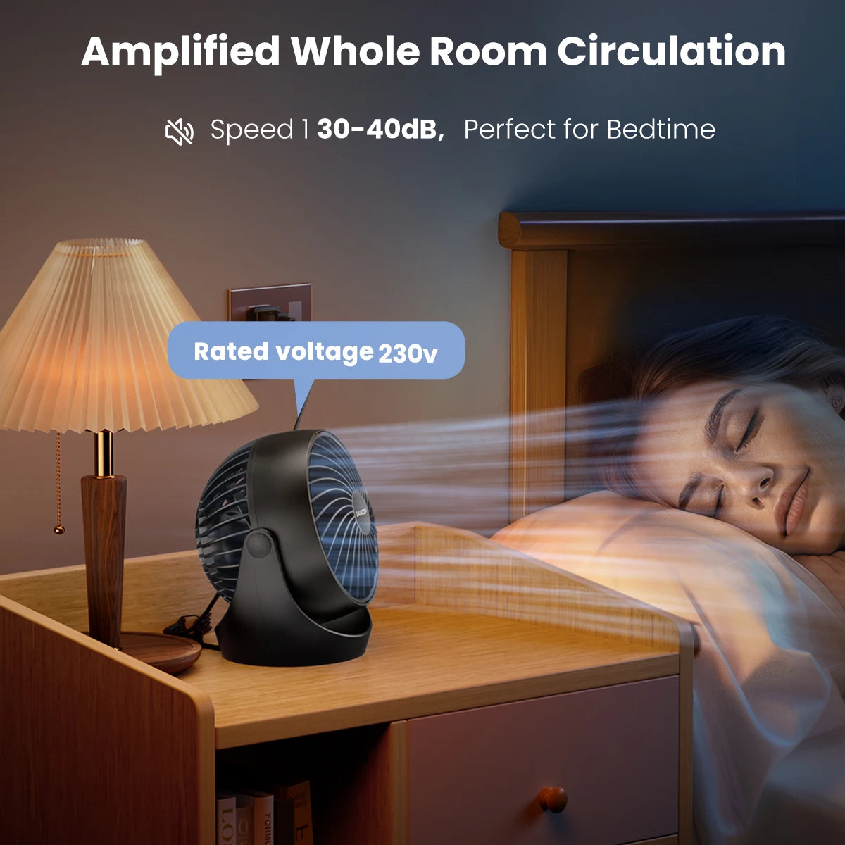 Ventilador circulador de aire Gaiatop, ventilador de escritorio portátil, ventilador de mesa, ventilador de dormitorio, ventilador pequeño de 5 pulgadas, 3 velocidades con 360 °   Inclinación ajustable