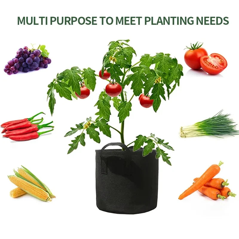 Bolsas de cultivo de verduras/Flores/plantas, 1/2/3/5/7/10/12 galones, bolsas de cultivo gruesas no tejidas, macetas de tela de aireación con asas, 1-5 piezas