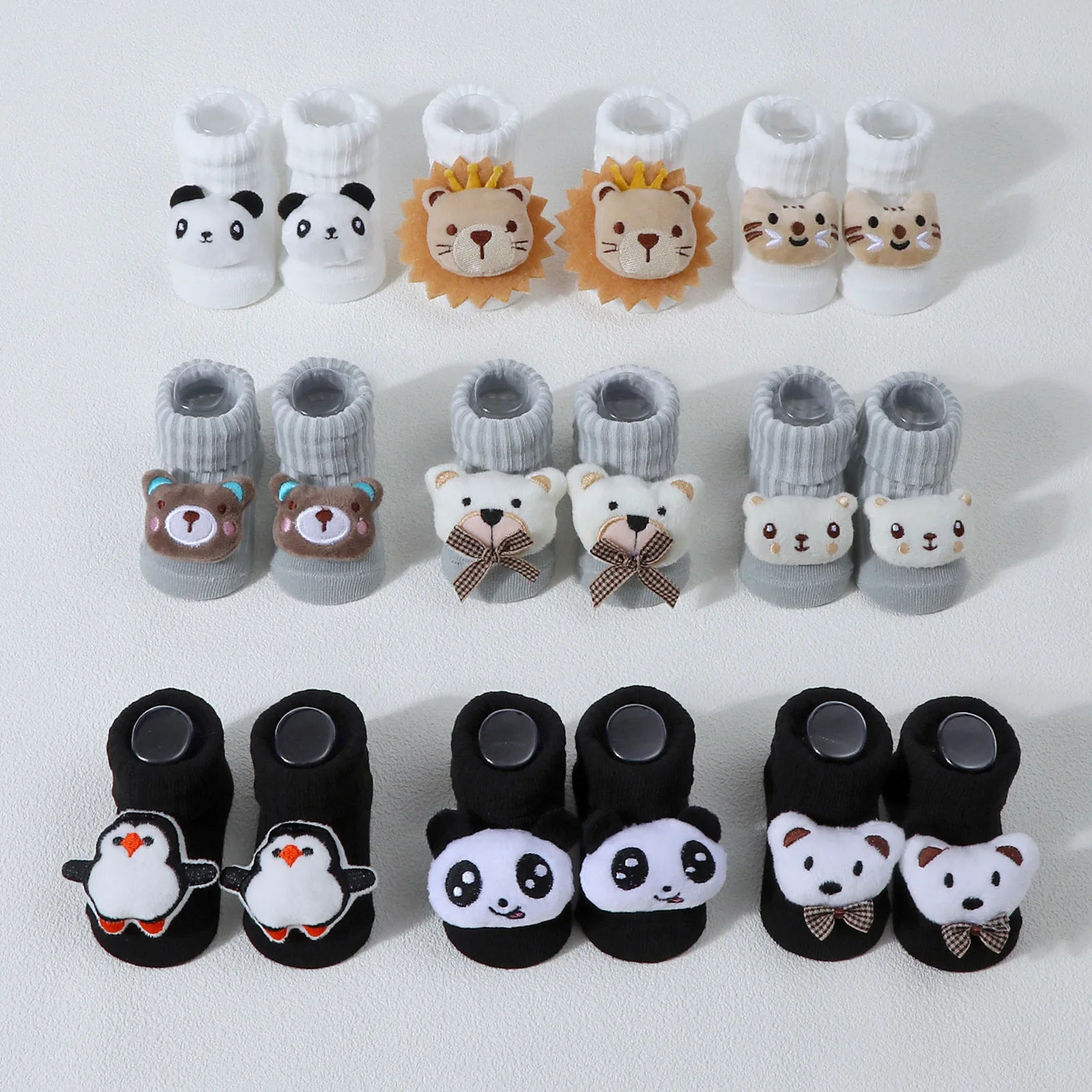 Calcetines bonitos de dibujos animados de oso, León, Panda, calcetines de bebé para niños y niñas, calcetines de tubo sólidos de algodón suave para recién nacidos, calcetines para niños