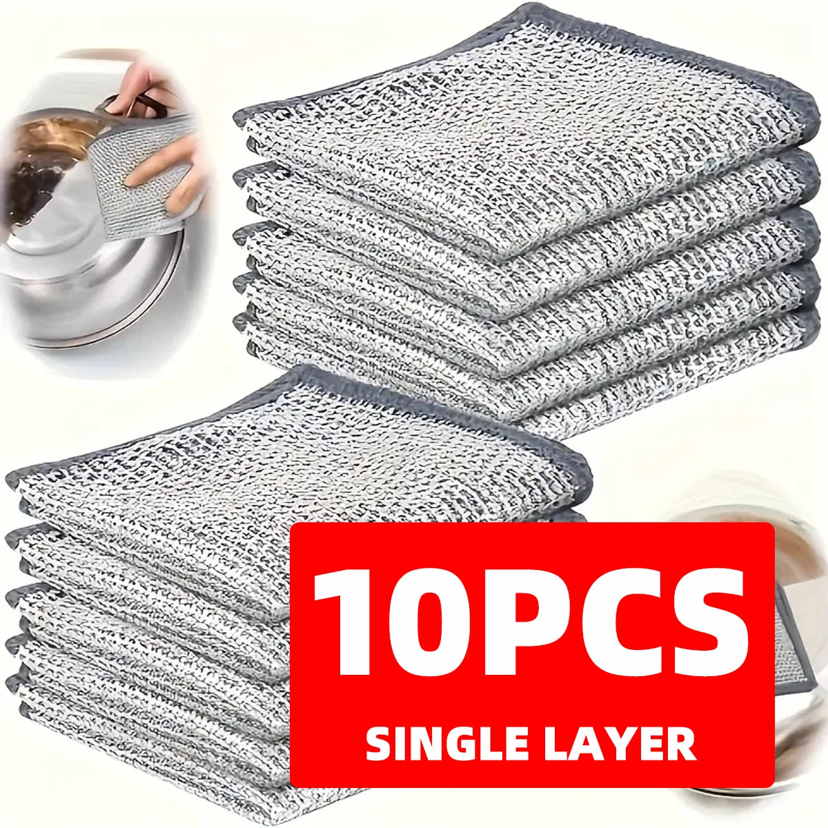 Paño para lavar platos de malla de alambre de acero inoxidable, una sola capa y doble capa, reutilizable para el hogar, limpieza fuerte sin arañazos, 1 ud.
