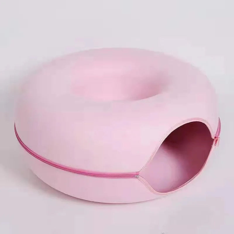 Cama Túnel para Gatos de Interior, Desmontable y Lavable, Cueva de Fieltro para Gatos, Escondite Interactivo, Nido de Descanso, Apto para Viviendas con Múltiples Gatos