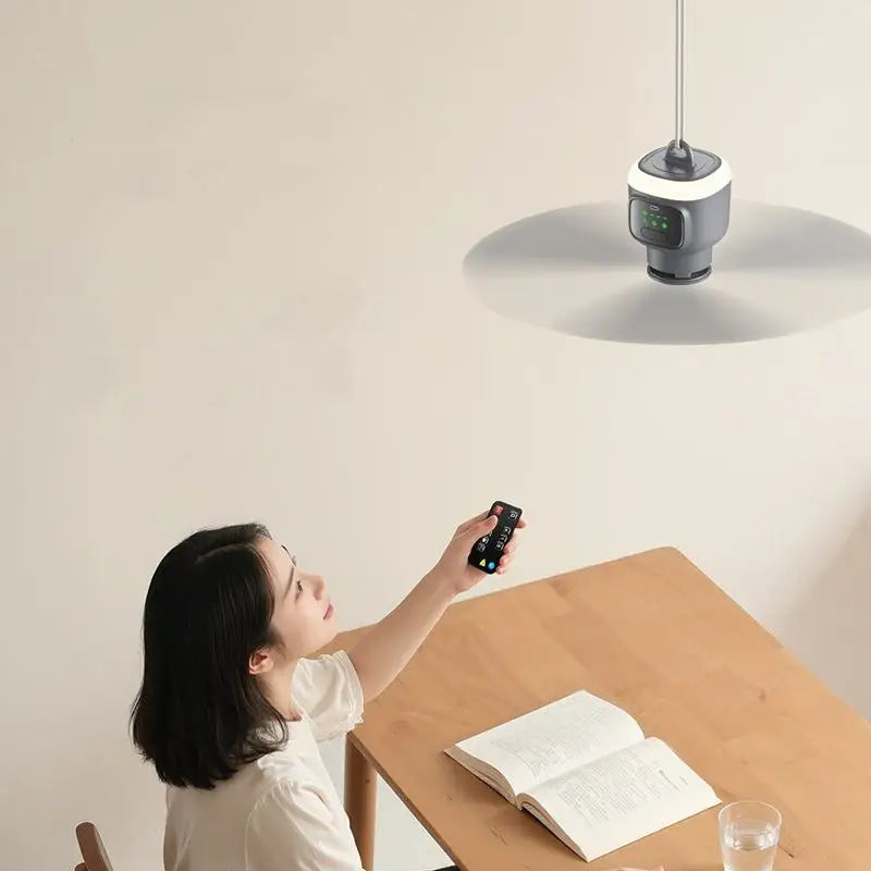 Ventilador de techo de gran tamaño con Control remoto, ventilador de refrigeración inalámbrico USB, luz LED nocturna portátil de 12000\8000mAh, ventilador de techo para acampar
