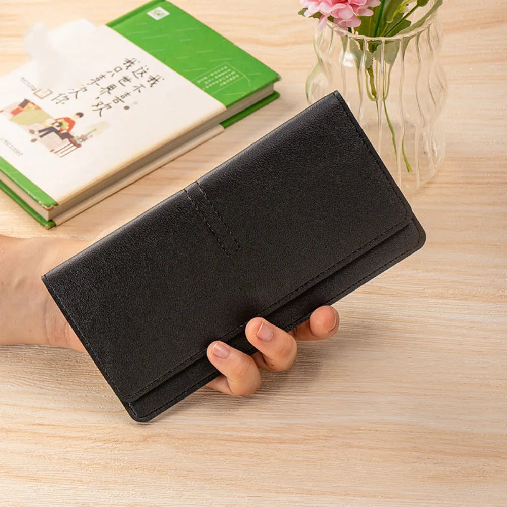 Carteras portátiles de cuero PU para mujer, carteras finas de gran capacidad de Color sólido, Mini cartera para mujer