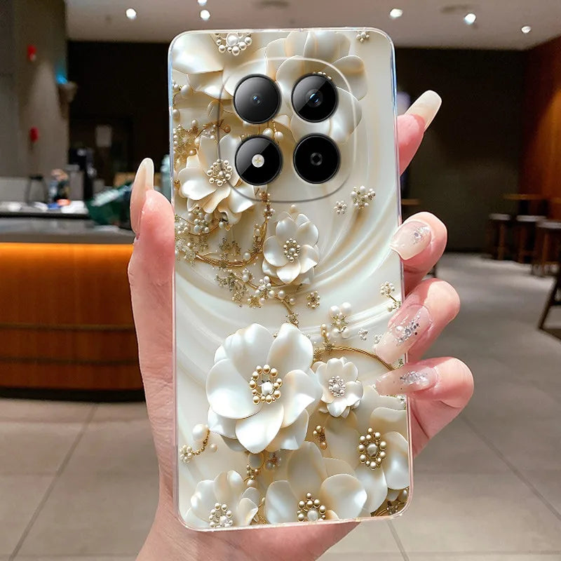 Funda para Teléfono Xiaomi Redmi Note 15 Pro 4G, Carcasa Protectora con Diseño de Lazo de Mariposa, Transparente, de Silicona TPU Suave