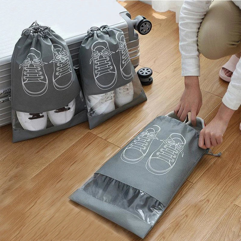 Organizador de zapatos Visible, bolsa de almacenamiento con cordón no tejido grueso a prueba de polvo, bolsa de viaje para ropa, bolsos de almacenamiento, 1/3/5 Uds.