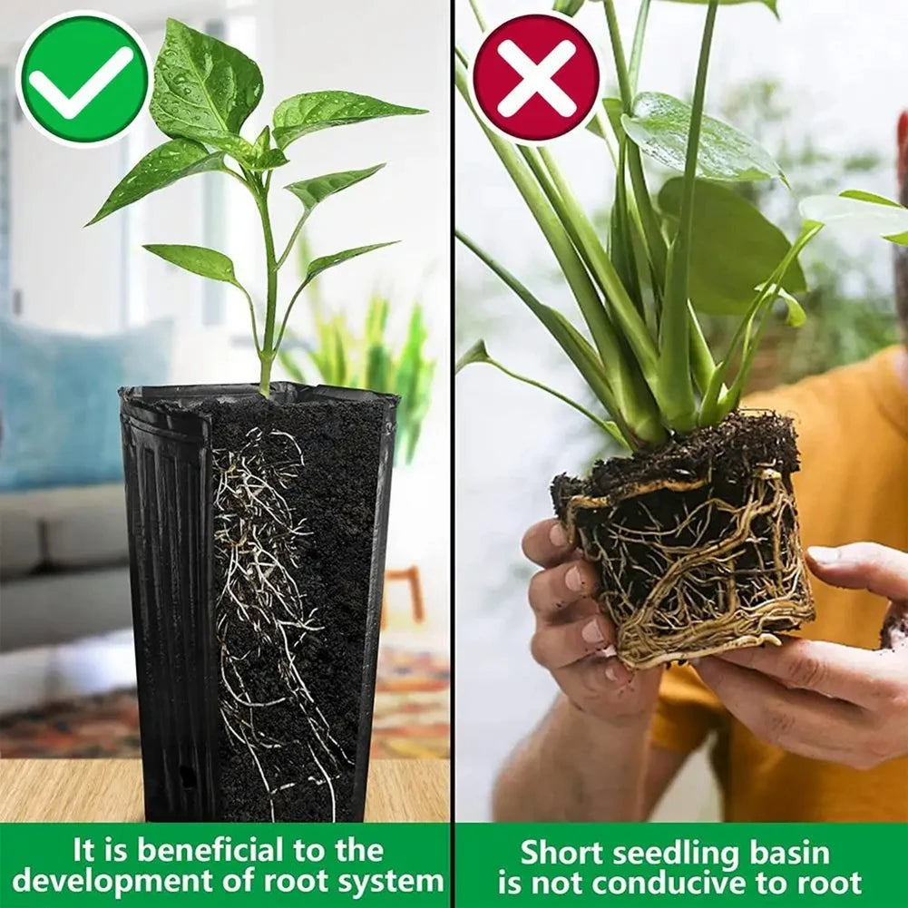 Semilla de plantas cuadrada alta, taza para plantar, maceta de plástico para vivero profundo, contenedor para plantas y flores, bolsas para cultivo de trasplante de jardín