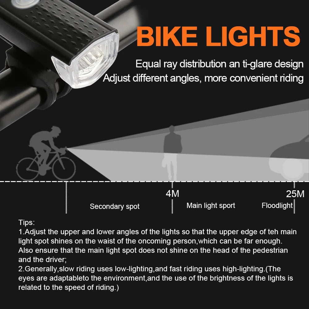 Luz delantera de bicicleta recargable por USB, luz trasera roja, fácil de instalar, 3 modos, accesorios para bicicleta