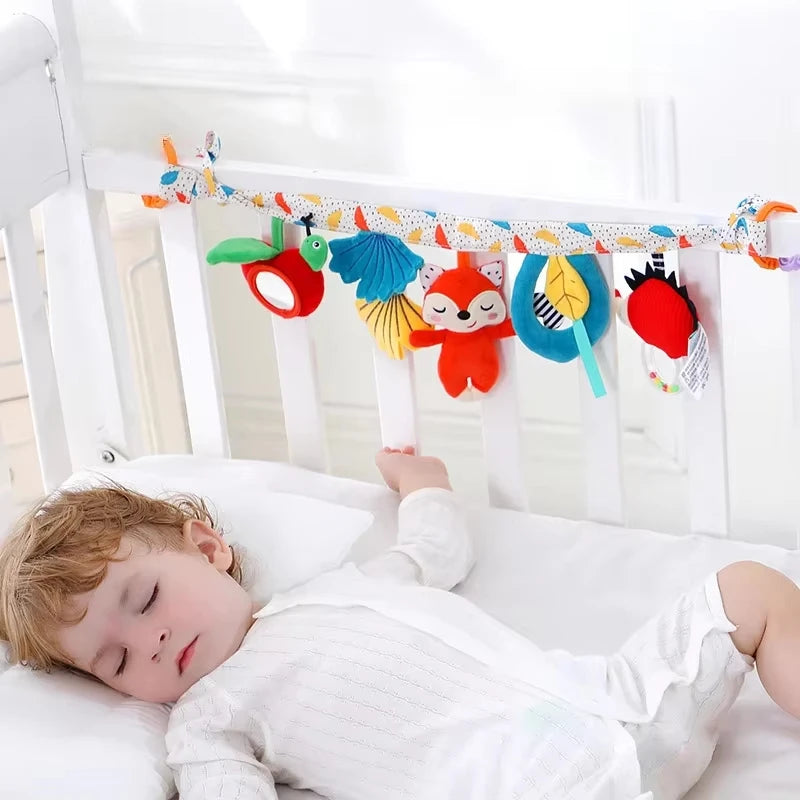 Sonajero de peluche sensorial para bebé, cochecito de juguete, juguetes colgantes móviles musicales, sonajeros móviles para bebés, juegos para recién nacidos de 0 a 6 y 12 meses