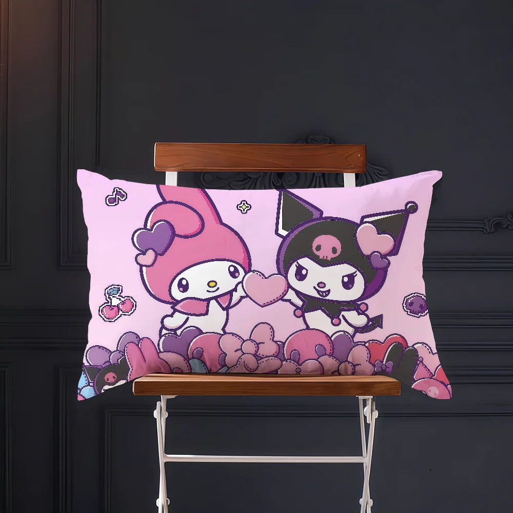 Funda de cojín My m-Melody dibujos animados rectángulo divertido lindo SRO funda de almohada hogar sofá sala de estar cafetería k-kuromi funda de almohada
