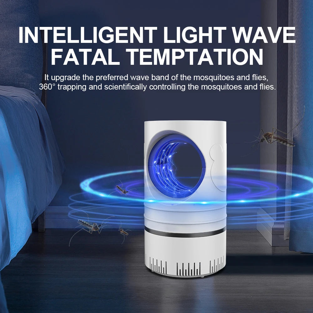 1 unidad de matamoscas eléctrico, trampa de luz LED, lámpara de Control de plagas pequeñas con fuente de alimentación USB y adaptador