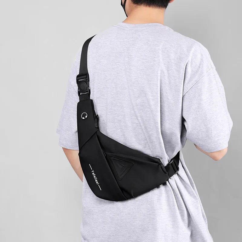 Bolso de Pecho Impermeable para Hombre, Bandolera, Mochila para Viajes Diarios, Membrana de Cuero Resistente a Salpicaduras, Ideal para Viajes Casuales