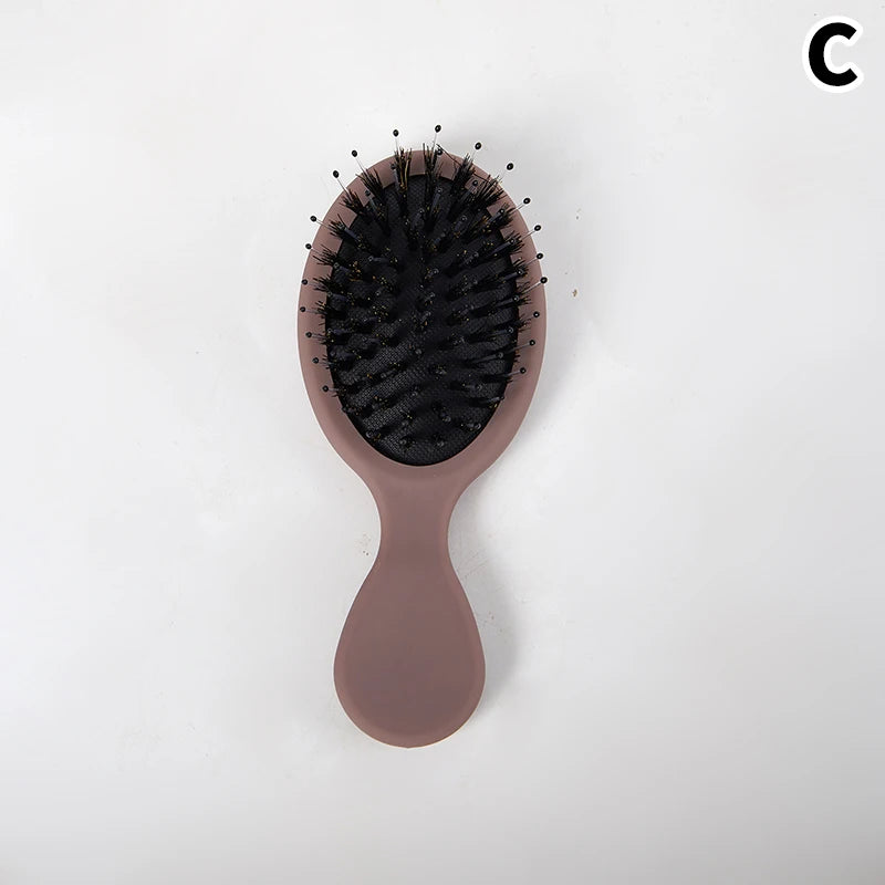 Mini cepillo ovalado portátil de cerdas de jabalí, peine de masaje para el cuero cabelludo, herramienta de peinado para el cuidado del cabello, 1 piezas