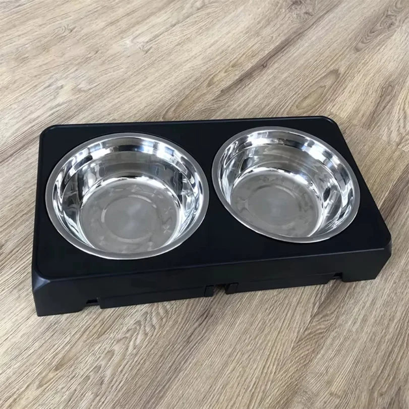 Comederos Elevados para Perros con Soporte Ajustable y Doble Tazón de Acero Inoxidable para Comida y Agua, para Perros Pequeños, Medianos y Grandes