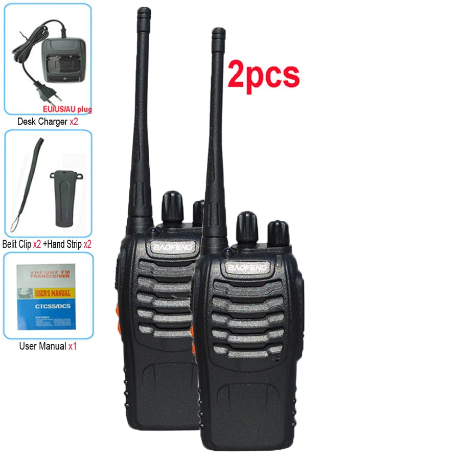 2 uds Baofeng BF 888S Walkie Talkie UHF BF888S transceptor de Radio portátil de jamón bidireccional de largo alcance para receptor de Hotel de caza