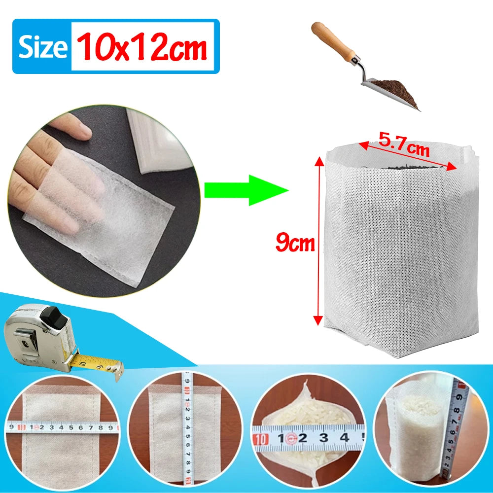 Bolsa de vivero biodegradable, bolsas de cultivo de plantas, semillas de tela no tejida para sembrar macetas para el hogar, accesorios de jardín, herramientas, 100-500 Uds.