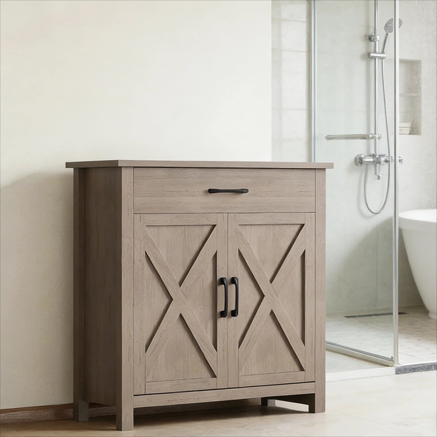 Aparador Buffet Georgina, mueble de madera maciza, mesa auxiliar para comedor, diseño geométrico moderno, exhibición, cocina, sala de estar