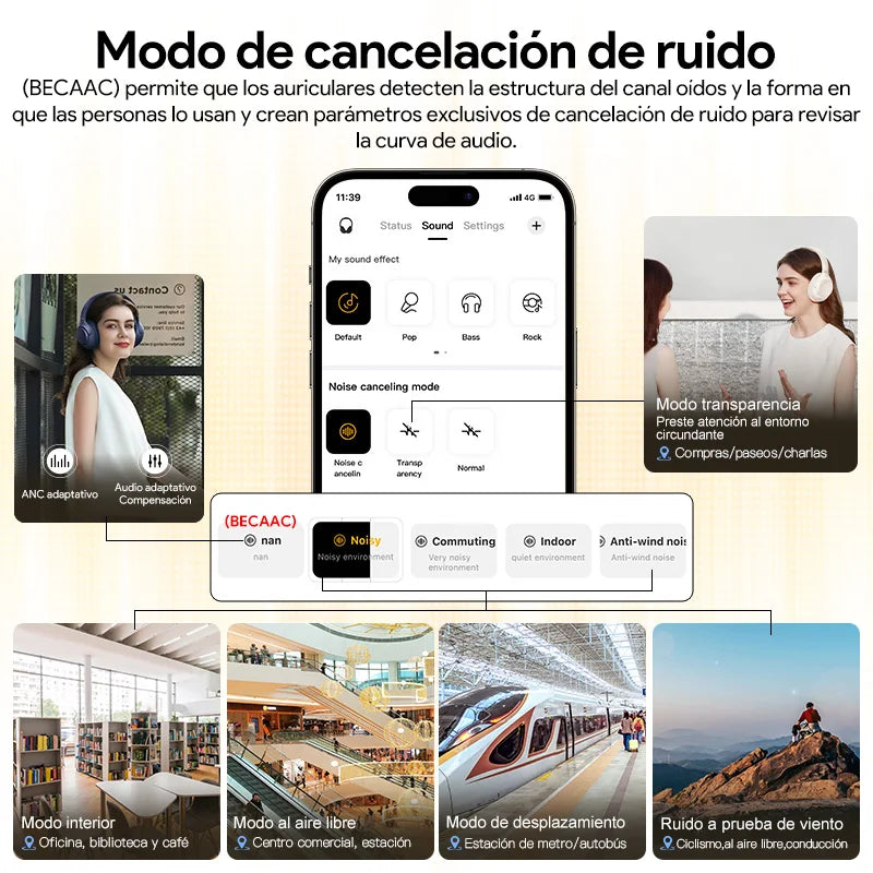 QCY-auriculares inalámbricos H3 ANC 43dB, cascos híbridos con cancelación activa de ruido, Bluetooth 5,4, Audio de alta resolución, 60H de tiempo de reproducción