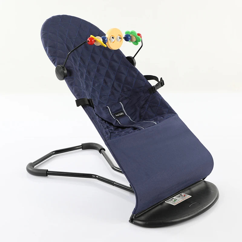Mecedora plegable para bebé con juguetes, asiento ajustable para bebé con cubierta de tela, columpio multifunción
