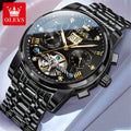OLEVS 9910 Reloj para hombre Tourbillon de lujo Original Reloj mecánico automático Reloj luminoso resistente al agua con fecha y día con caja Reloj