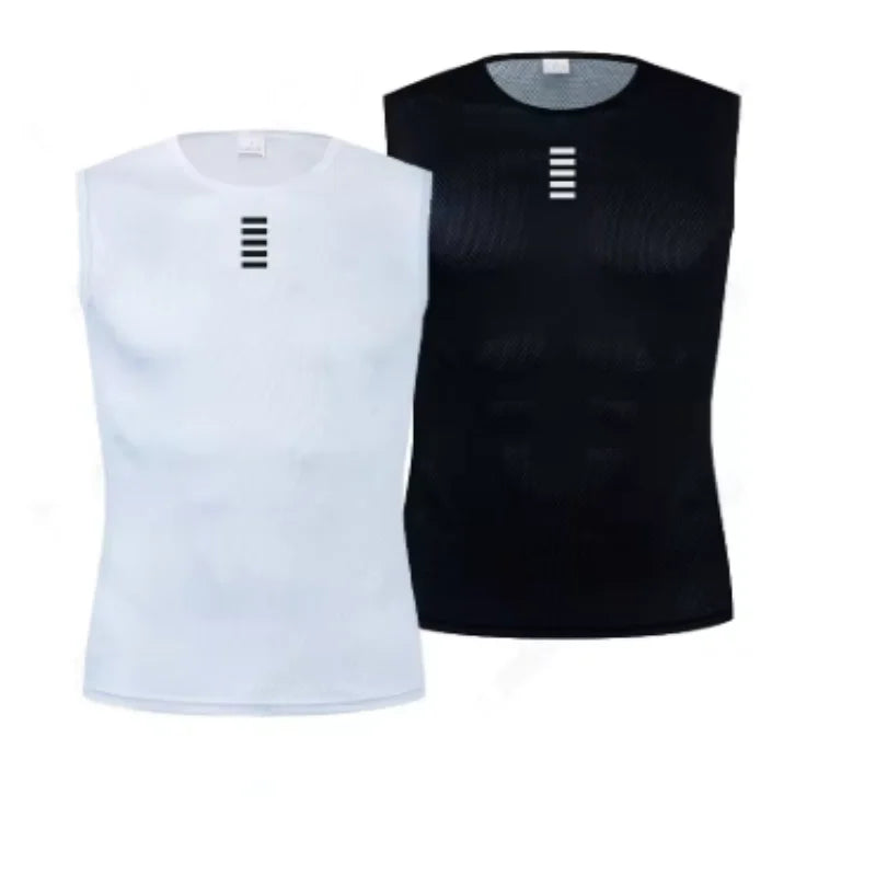 Ropa interior reflectante de capa base de bicicleta transpirable, camisa deportiva de bicicleta blanca, chaleco deportivo, camiseta interior para hombre, elas de secado rápido