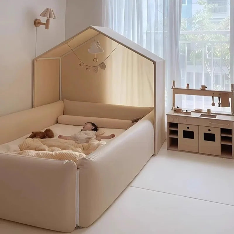 Cuna de seguridad sencilla con barandilla para niños, diseño normal, corralito, camas infantiles, muebles para el hogar