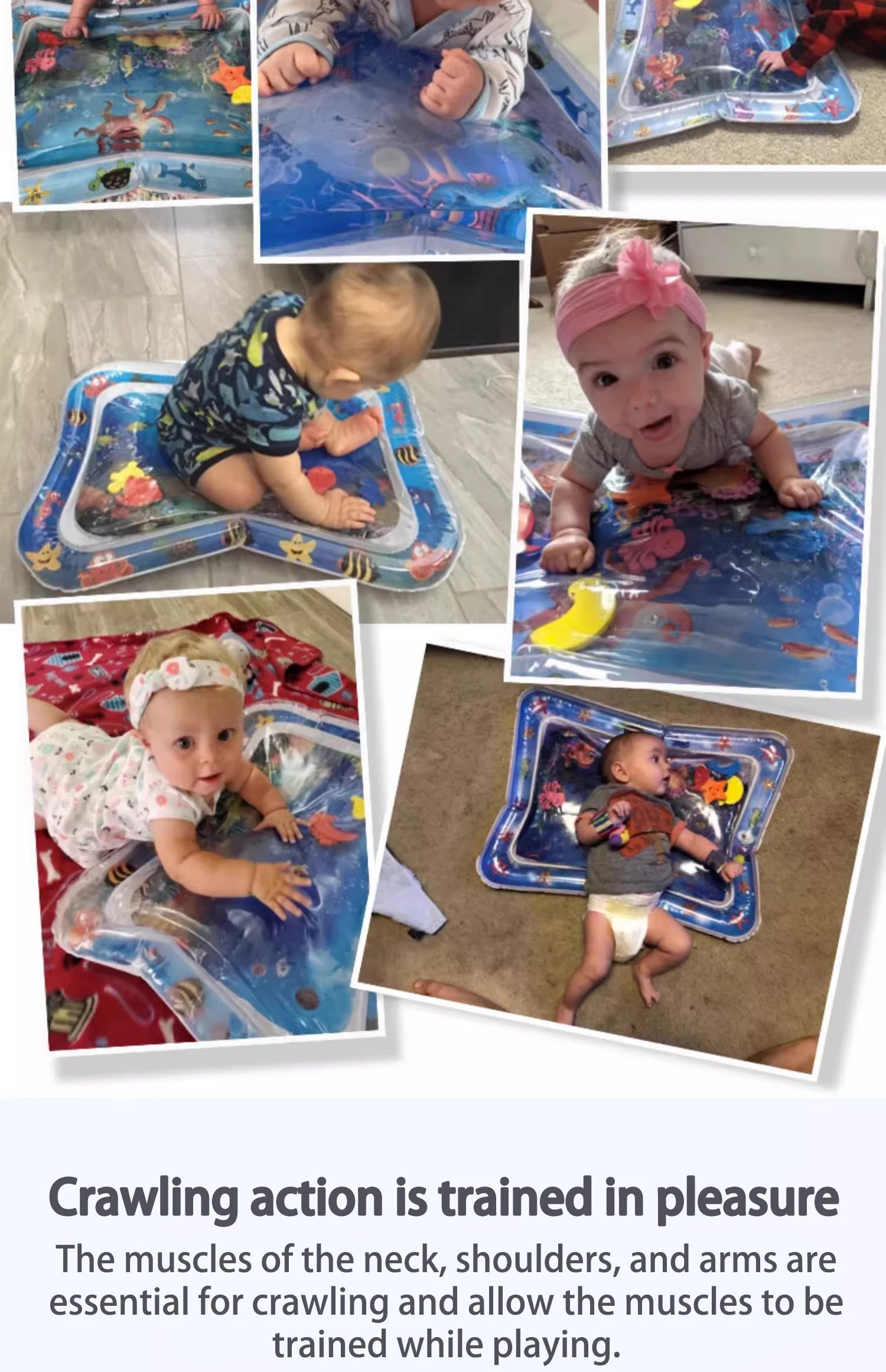 Juguetes para bebés, estera de juego de agua para el tiempo de la barriga, cojín inflable, educación temprana, estera de juego de agua para bebés y niños pequeños