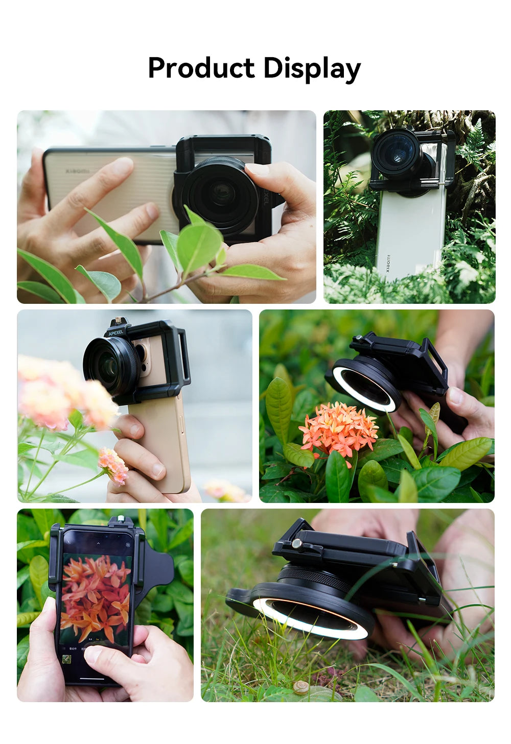 APEXEL 10-20X Zoom Macro lente HD Micro lentes de cámara de teléfono con luz de relleno LED para iPhone Samsung todos los teléfonos inteligentes Macro de pestañas
